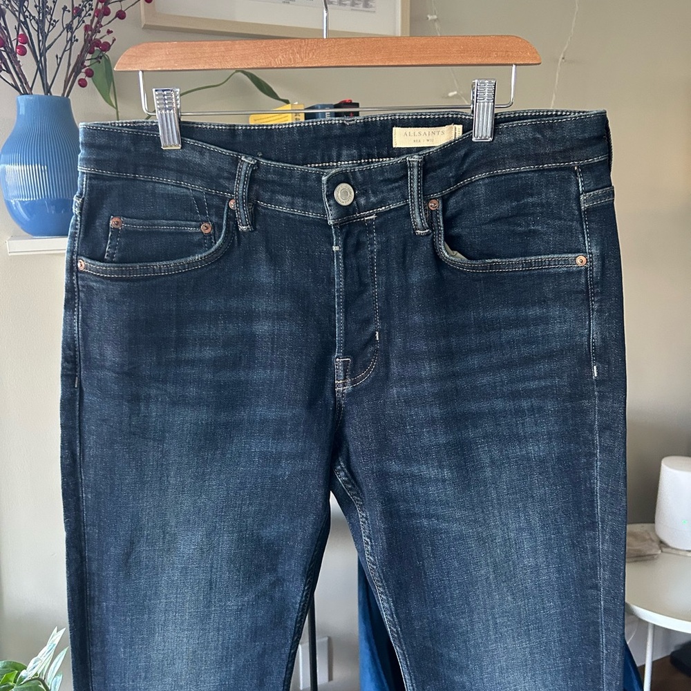 All Saints Rex Men's Straight Slim Dark Blue Jeans